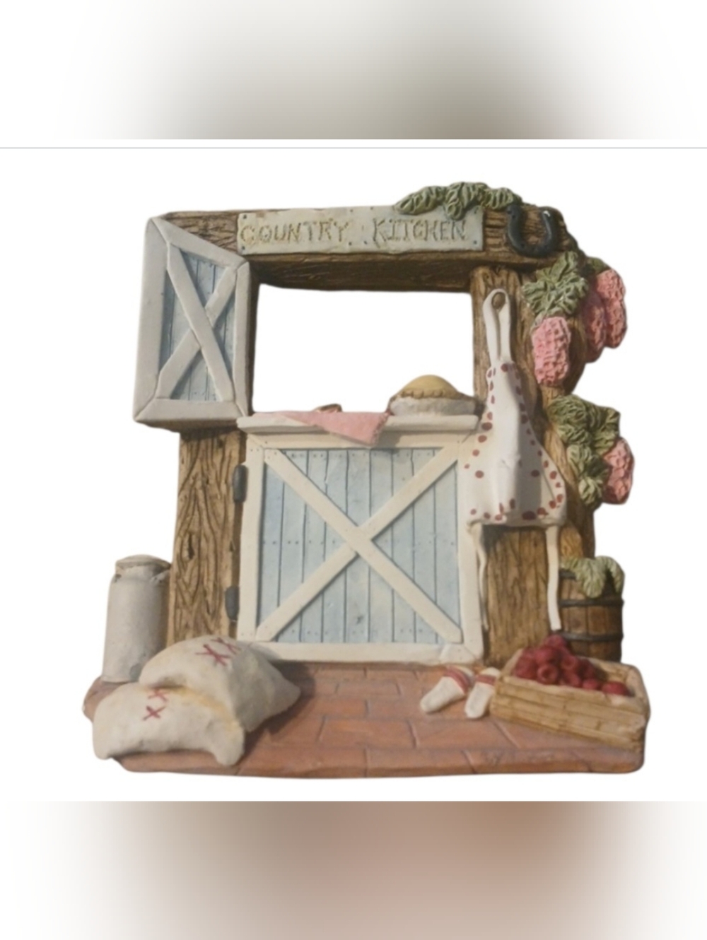 Country Kitchen Blue & White Farmhouse Door Accent Figurine